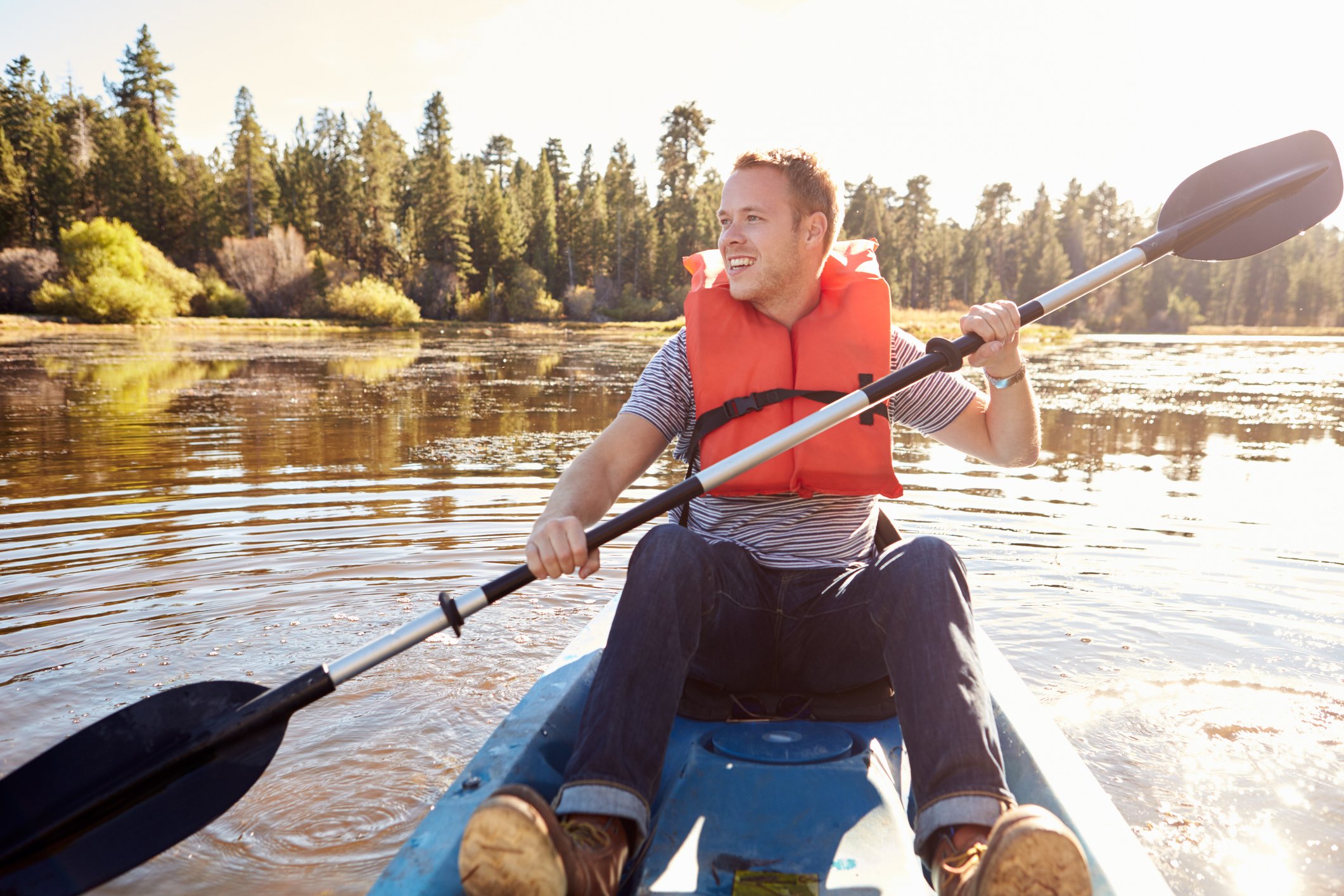 Man Kayaking