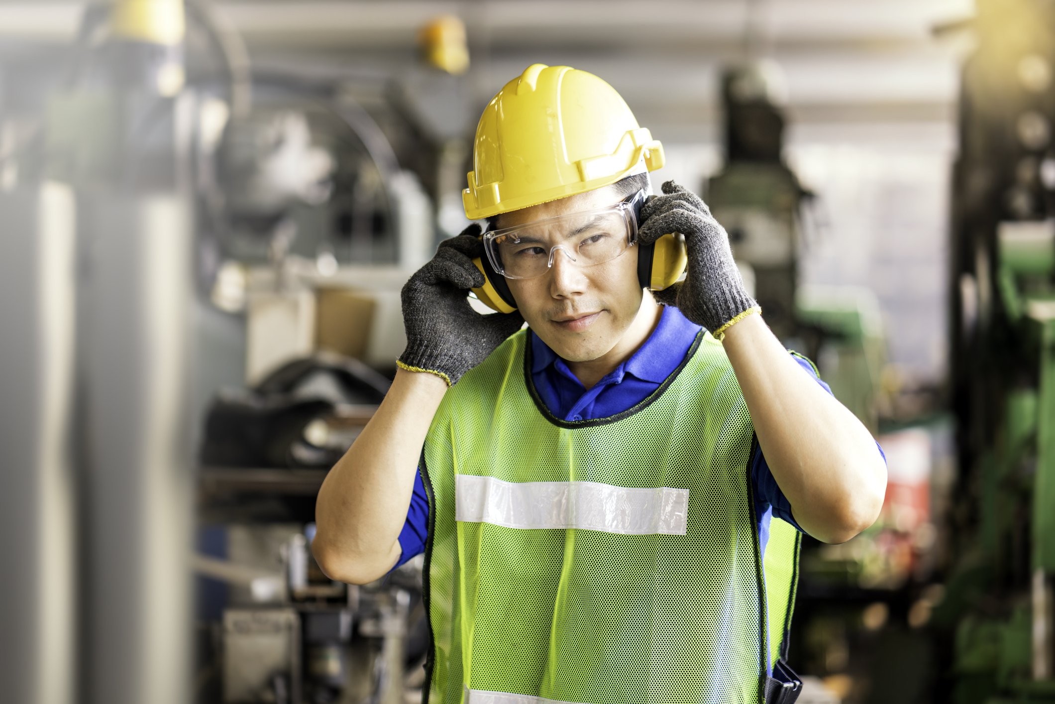 Ear protection on construction site